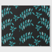 アクアアンドブラックトロピカルジャングルラッピング紙 ラッピングペーパー (フラット)