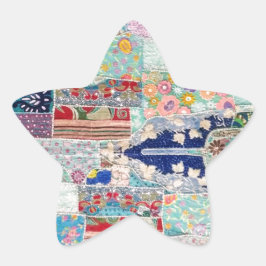 アクアアンドブルーキルトタペストリーデザイン 星シール