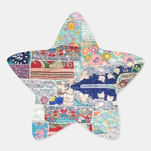 アクアアンドブルーキルトタペストリーデザイン 星シール (正面)