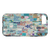 アクアアンドブルースキルトタペストリーデザイン電話ケース Case-Mate iPhoneケース (裏面(横))