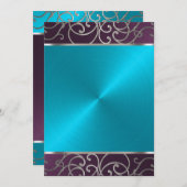 アクアアンドプラムアンドシルバーホリデーパーティー招待状 招待状 (正面/裏面)