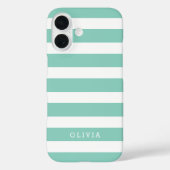 アクアアンドホワイトクラシックストライプズモノグラム Case-Mate iPhoneケース (裏面)