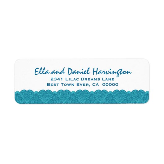 アクアアンドホワイトスカロップレースダマスクデザインF013 ラベル (正面)