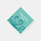 アクアアンドホワイトタコ触手カスタム スタンダードカクテルナプキン (角)