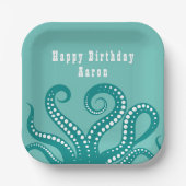 アクアアンドホワイトタコ触手カスタム ペーパープレート (正面)