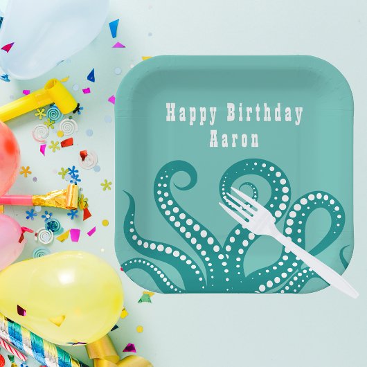 アクアアンドホワイトタコ触手カスタム ペーパープレート