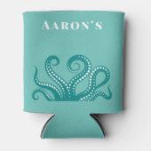 アクアアンドホワイトタコ触手カスタム 缶クーラー (正面)