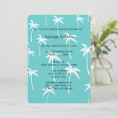 アクアアンドホワイトパームツリーズブライダルシャワー 招待状 (スタンド正面)