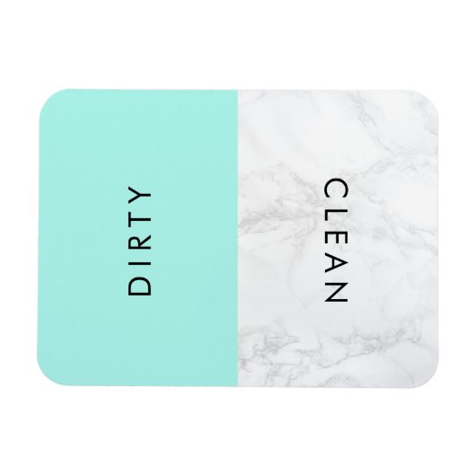 アクアアンドホワイトマーブルモダンタイポグラフィ食洗機 マグネット (横)