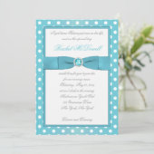 アクアアンドホワイト水玉模様Sweet sixteen招待状 招待状 (スタンド正面)