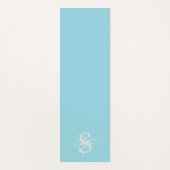 アクアアンドホワイト渦巻形のイニシャルモノグラム ヨガマット (正面)