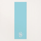 アクアアンドホワイト渦巻形のイニシャルモノグラム ヨガマット (裏面)