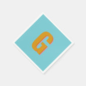 アクアアンドマスタードレトロタイポグラフィモノグラムイニシャル スタンダードカクテルナプキン (角)