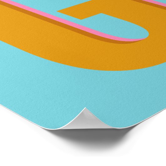 アクアアンドマスタードレトロタイポグラフィモノグラムイニシャル ポスター (角)