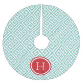 アクアアンドレッドギリシャ鍵モノグラム ブラッシュドポリエステルツリースカート (正面)