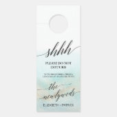 アクアアンド金ゴールドウォーターカラービーチ結婚式ゲスト ドアノブサイン (正面)