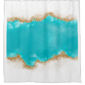 アクアアンド金ゴールドグリッターバスルーム シャワーカーテン (正面)