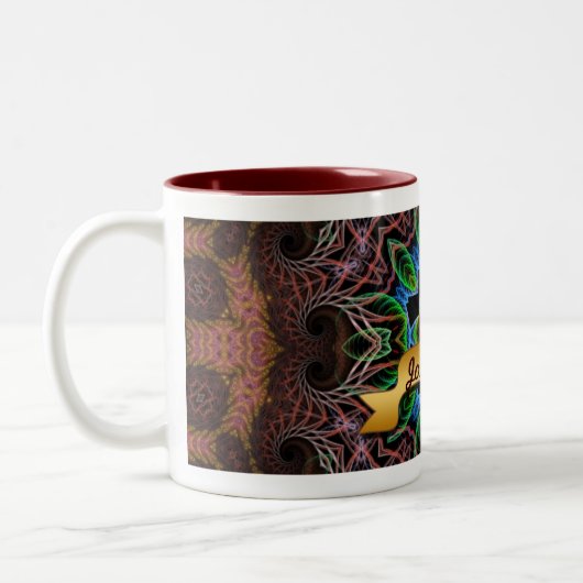アクアアースのフラクタルアート名前をカスタムするマグカップ ツートーンマグカップ (左)