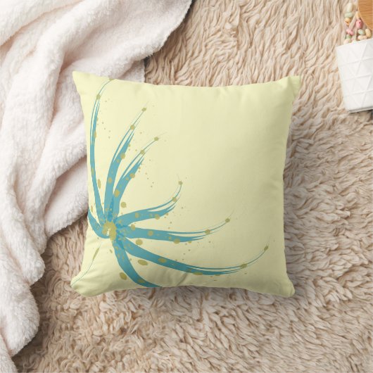 アクアイエローとチャートレモダンーズフローラ枕 クッション (ブランケット)