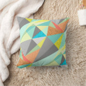 アクアイエローグレーイエロー抽象芸術三角形パターン クッション (ブランケット)