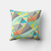 アクアイエローグレーイエロー抽象芸術三角形パターン クッション (裏面)