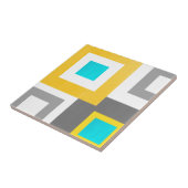 アクアイエローグレーホワイトジオメトリックブロック タイル (側面)