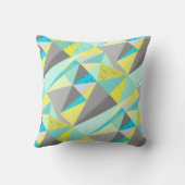 アクアイエローグレー抽象芸術三角形パターン クッション (裏面)