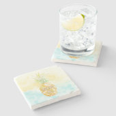 アクアイエローパイナップル金ゴールドドリーム ストーンコースター (横)