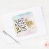 アクアイエローピンク水彩ユニコーン感動的 スクエアシール (封筒)