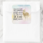 アクアイエローピンク水彩ユニコーン感動的 スクエアシール (バッグ)