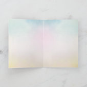 アクアイエローピンク水彩ユニコ感動的ーン カード (内部)