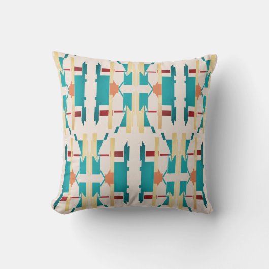 アクアイエローレッドベージュ南西ルックラージモザイク クッション (正面)