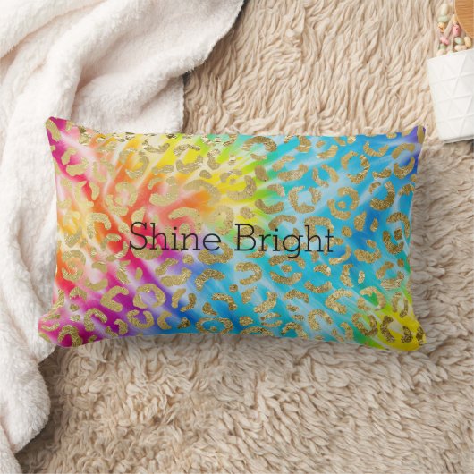 アクアイエローレッド絞り染め金ゴールドグラムヒョウ印刷 ランバークッション (ブランケット)