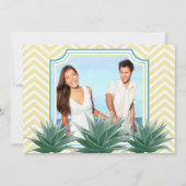 アクアイエロー多肉性モダン結婚タイポグラフィ 招待状 (裏面)