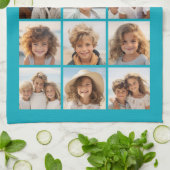 アクアインスタグラム写真コラージュと9つの正方形の写真 キッチンタオル (折り畳み)