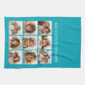 アクアインスタグラム写真コラージュと9つの正方形の写真 キッチンタオル (横)