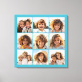 アクアインスタグラム写真コラージュと9つの正方形の写真 キャンバスプリント (正面)