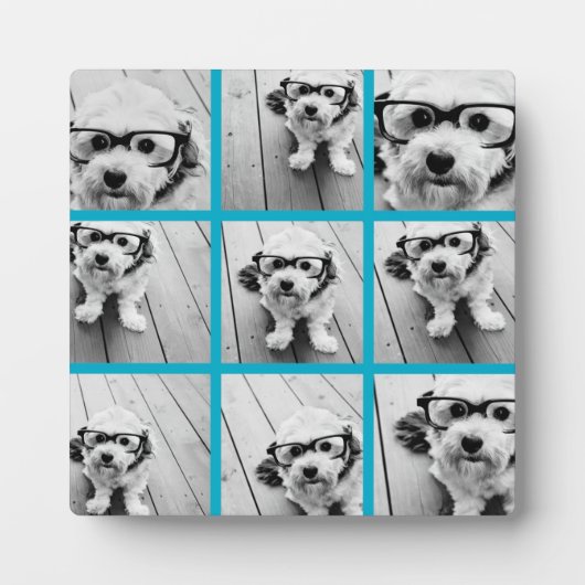 アクアインスタグラム写真コラージュと9つの正方形の写真 フォトプラーク (正面)