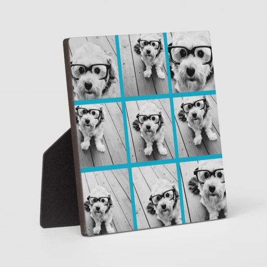 アクアインスタグラム写真コラージュと9つの正方形の写真 フォトプラーク (正面)