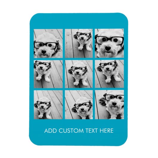 アクアインスタグラム写真コラージュと9つの正方形の写真 マグネット (縦)