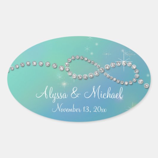 アクアインフィニティシンボルサイン無限の愛きらめき 楕円形シール (正面)