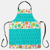 アクアイースターバニーとカラフル花 エプロン (正面)