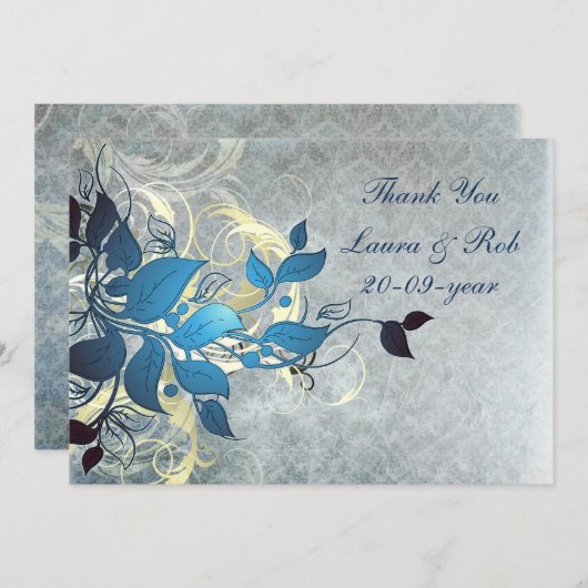 アクアウィンターウェディングありがとう 招待状 (正面/裏面)