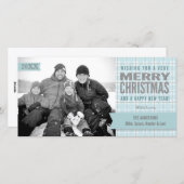 アクアウィンタープレイドメリークリスマスフォトカード シーズンカード (正面/裏面)