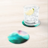 アクアウェーブ抽象芸術アート紙コースター ラウンドペーパーコースター (インサイチュ)