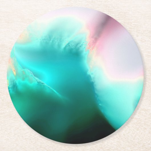 アクアウェーブ抽象芸術アート紙コースター ラウンドペーパーコースター (正面)