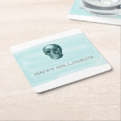 アクアウォーターカラースカルハロウィーン紙コースター スクエアペーパーコースター (アングル)