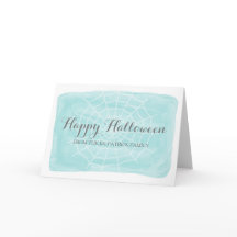 アクアウォーターカラースパイダーウェブハロウィンカード