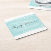 アクアウォーターカラースパイダーウェブハロウィン スクエアペーパーコースター (アングル)