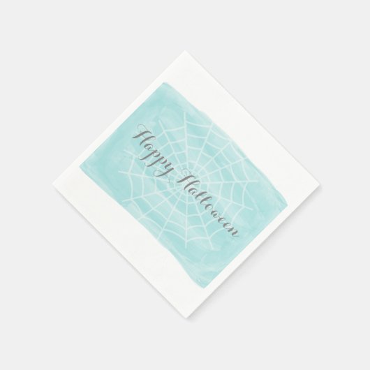 アクアウォーターカラースパイダーウェブハロウィン スタンダードカクテルナプキン (角)